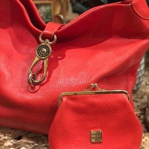 Bright orange hobo bag with coin purse